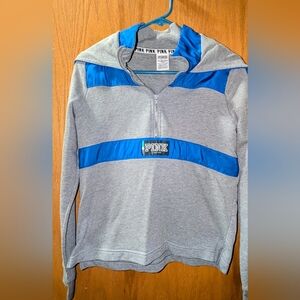 PINK Victoria's Secret Gray Hoodie with Blue Trim